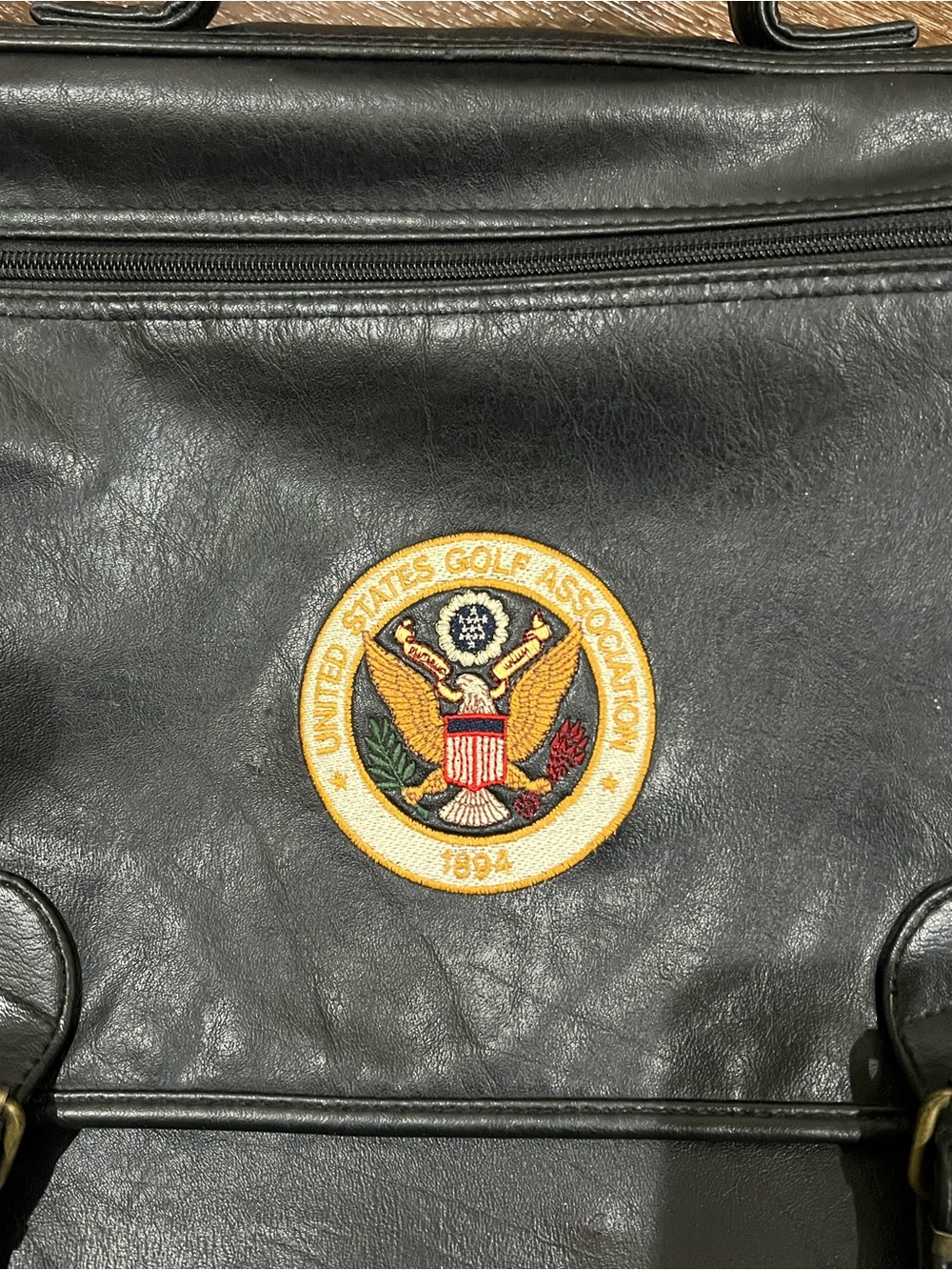 Vintage USGA 1894 Black Leather Men's Messenger travel Bag with Emblem - Picture 3 of 12